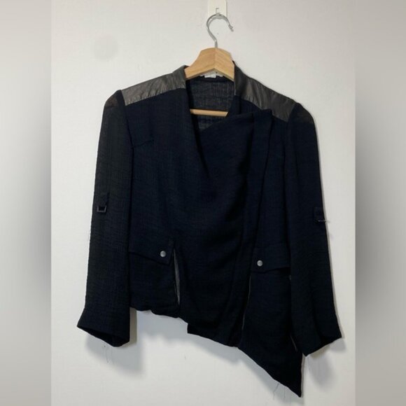 Helmut Lang Off Center Zip Silk Jacket Black Vintage 1990s size S Made in USA - Picture 4 of 8